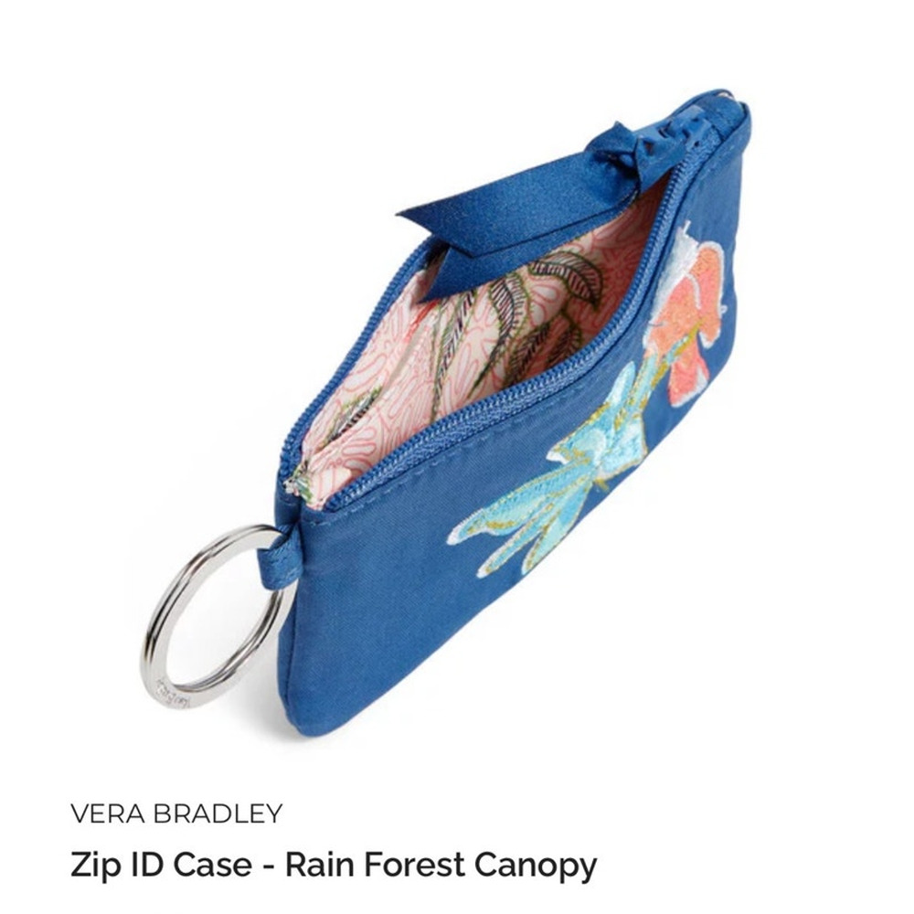 Vera Bradley Zip ID Case - Rain Forest Canopy Blue - Picture 2 of 8